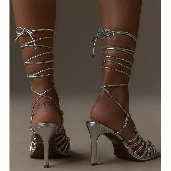 Seychelles Te Amo Silver High Heel Sandals NWOT - Picture 3 of 16